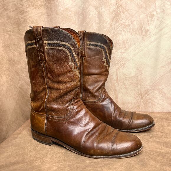 Vintage 90s Lucchese 2000 Leather Western Boots Embroidered Cowboy Rodeo Y2K main image 12